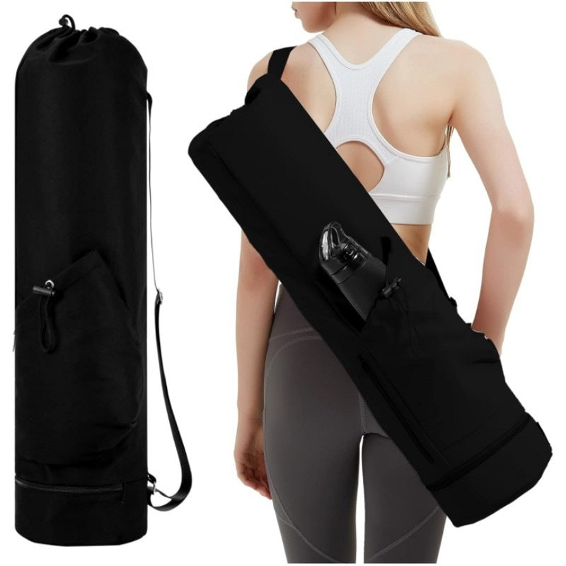 Black Durable Premium Yoga Mat Carry Bag - Multi-Functional Fitness Backpack with Wet Pocket(Mugs are filming props, not included)