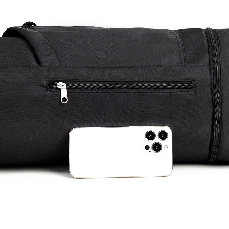 Black Durable Premium Yoga Mat Carry Bag - Multi-Functional Fitness Backpack with Wet Pocket(Mugs are filming props, not included)
