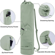Black Durable Premium Yoga Mat Carry Bag - Multi-Functional Fitness Backpack with Wet Pocket(Mugs are filming props, not included)