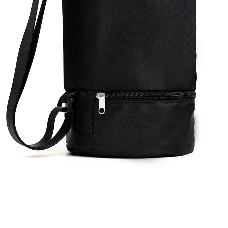 Black Durable Premium Yoga Mat Carry Bag - Multi-Functional Fitness Backpack with Wet Pocket(Mugs are filming props, not included)