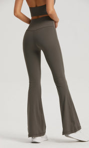 Black High-Waisted Lycra Premium Yoga Bell-Bottom Pants for Women -Tummy Control & Butt Lifting
