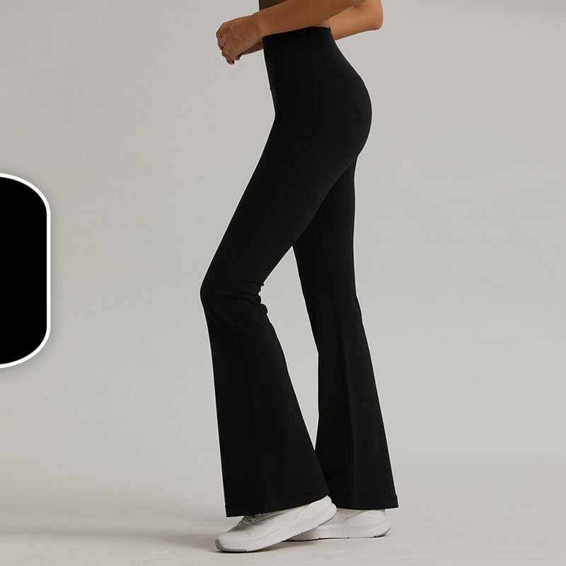 Black High-Waisted Lycra Premium Yoga Bell-Bottom Pants for Women -Tummy Control & Butt Lifting