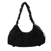 Black Large Capacity Ruched Travel Duffel Bag - Stylish Yoga Mat Storage Shoulder Bag - Lightweight Gym Fitness Tote with Drawstring Detail for Weekend Getaways and Sports