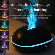 Black Mini USB Premium Aromatherapy Diffuser with Flame Projection - Portable Humidifier for Home and Car Use
