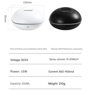 Black Mini USB Premium Aromatherapy Diffuser with Flame Projection - Portable Humidifier for Home and Car Use