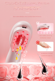 Black Rechargeable Electric Scalp Massager with Red & Blue Light Therapy - Hair Oil & Serum Applicator Comb(Not