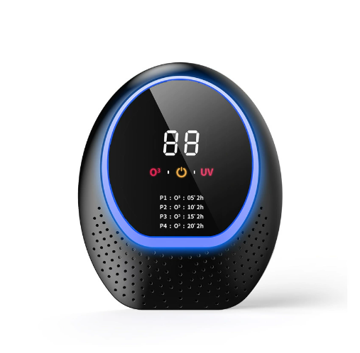 Black Rechargeable Ozone & UV-C Air Purifier with Remote - Portable Odor Eliminator for Home Pets & Closets