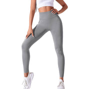 Black Size L High-Waisted Butt-Lifting Seamless Premium Yoga Leggings for Women - Knitted Fitness Pants