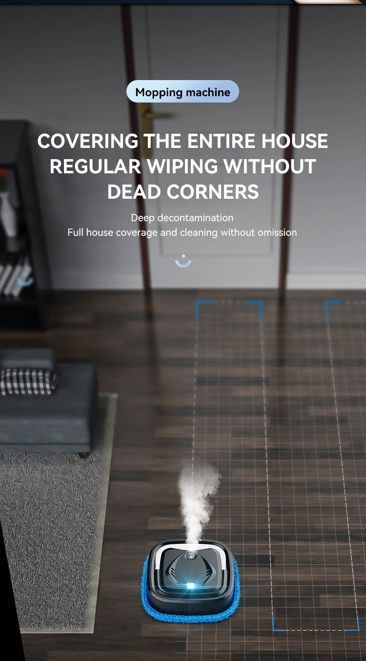 Black Smart Robotic Floor Mop with Ultrasonic Wellness Humidifier Spray - Ultra-Slim Automatic Wet & Dry Floor Cleaner