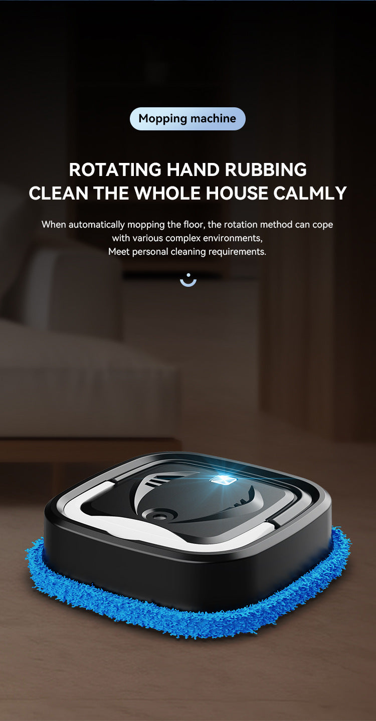 Black Smart Robotic Floor Mop with Ultrasonic Wellness Humidifier Spray - Ultra-Slim Automatic Wet & Dry Floor Cleaner