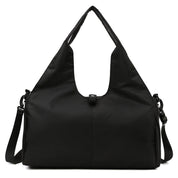 Black Women Large Capacity Yoga Gym Bag with Shoe Compartment and Mat Strap Water Resistant Travel Duffel Lightweight Tote for Fitness and Weekend Trips