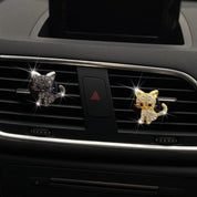 Bling Rhinestone Car Air Vent Clip,Dashboard Outlet Clip,Car Air Freshener Vent Clips,Car Air Conditioning Outlet Clip Decorative,Bling Car Accessories Car Interior Decoration Charm,Cute Car Decor (Cute kitten-BK)