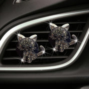 Bling Rhinestone Car Air Vent Clip,Dashboard Outlet Clip,Car Air Freshener Vent Clips,Car Air Conditioning Outlet Clip Decorative,Bling Car Accessories Car Interior Decoration Charm,Cute Car Decor (Cute kitten-BK)