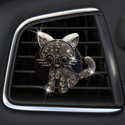 Bling Rhinestone Car Air Vent Clip,Dashboard Outlet Clip,Car Air Freshener Vent Clips,Car Air Conditioning Outlet Clip Decorative,Bling Car Accessories Car Interior Decoration Charm,Cute Car Decor (Cute kitten-BK)