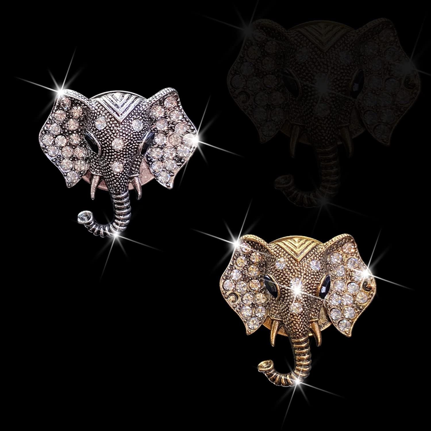 Bling Rhinestone Elephants Head Car Air Vent Clip Dashboard Outlet Clip Air Freshener Vent Clips Decorative Cute Car Decor