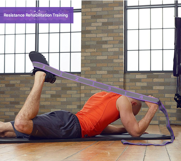 Blue and Purple 9-Loop Premium Yoga Stretch Strap - Numbered Band for Flexibility and Physical Therapy