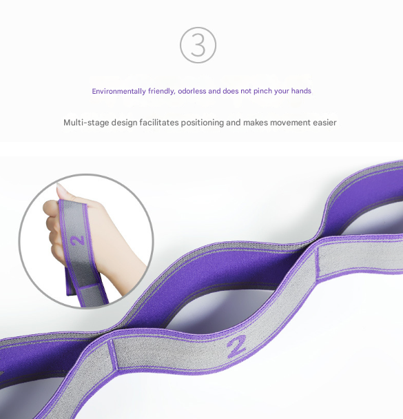 Blue and Purple 9-Loop Premium Yoga Stretch Strap - Numbered Band for Flexibility and Physical Therapy