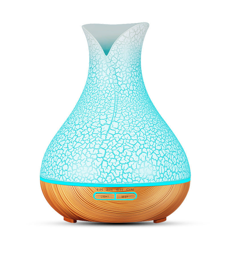 Blue Crack 500ml Wood-Grain Essential Oil Aroma Diffuser with Lattice Design and Humidifier - Appliances > Aroma
