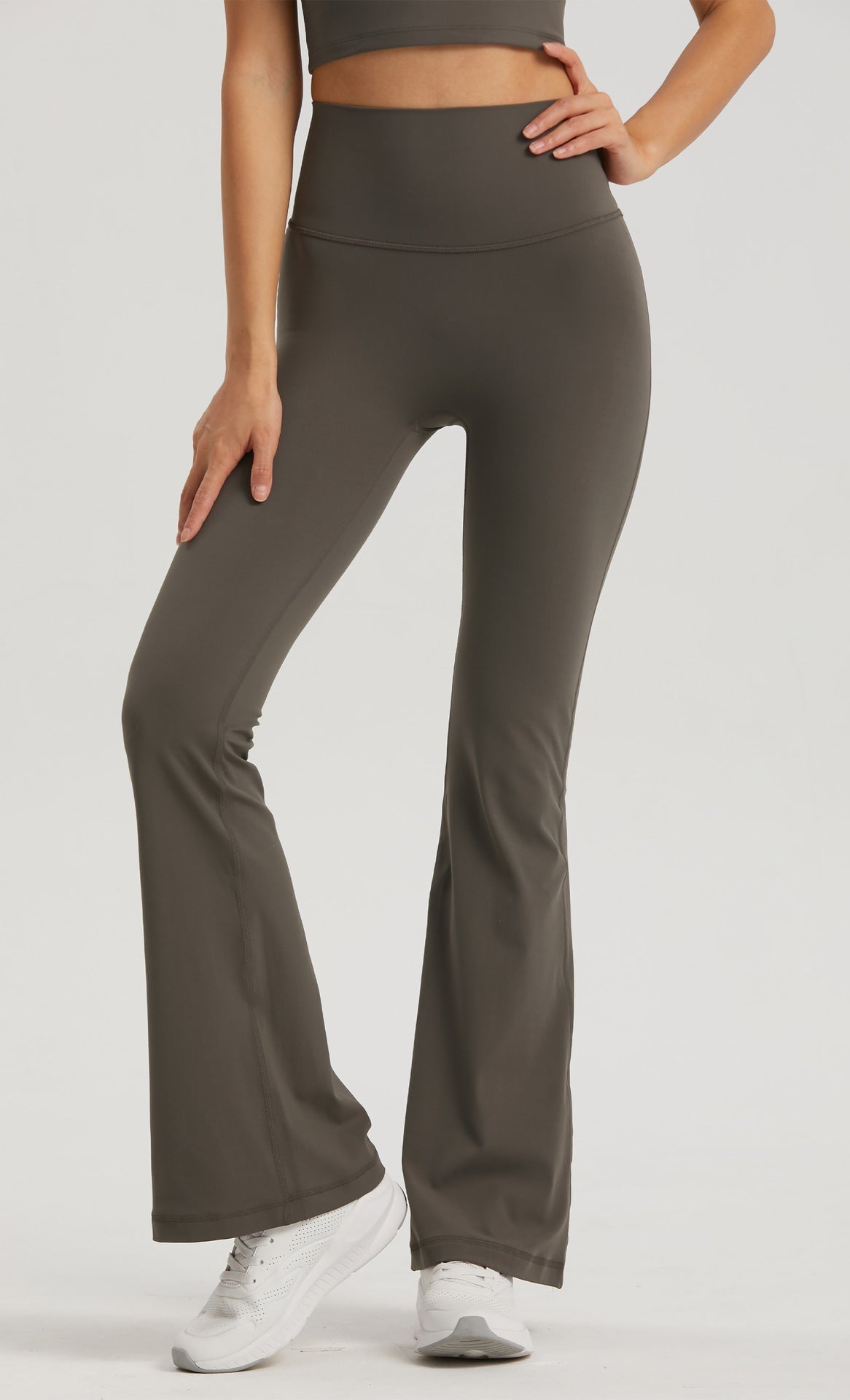 Blue High-Waisted Lycra Premium Yoga Bell-Bottom Pants for Women - Tummy Control & Butt Lifting
