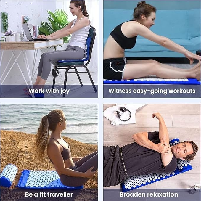 Blue Massage Acupressure Mat Yoga Sit Lying Mats Pain Stress Soreness Relax AU NEW