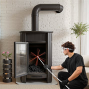 Chimney Sweep Kit, 10m Maximum Extendable Length Chimney Brush, Chimney Cleaner Sweeper with Dual Brush Heads, Brush & Goggles, Fireplace Cleaning Tool for Square, Rectangle, Arch Chimneys