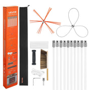 Chimney Sweep Kit, 10m Maximum Extendable Length Chimney Brush, Chimney Cleaner Sweeper with Dual Brush Heads, Brush & Goggles, Fireplace Cleaning Tool for Square, Rectangle, Arch Chimneys