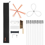 Chimney Sweep Kit, 10m Maximum Extendable Length Chimney Brush, Chimney Cleaner Sweeper with Dual Brush Heads, Brush & Goggles, Fireplace Cleaning Tool for Square, Rectangle, Arch Chimneys