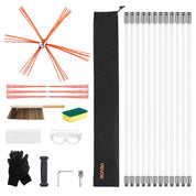 Chimney Sweep Kit, 12m Maximum Extendable Length Chimney Sweep, Chimneys Cleaning Kit with Bristle Replacements & Goggles, 90° Bendable Fireplace Cleaning Tool, for Square, Rectangle Chimneys