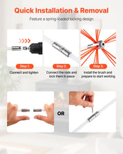 Chimney Sweep Kit, 7m Maximum Extendable Length Chimney Brush, Chimneys Cleaning Kit with Bristle Replacements & Goggles, 90° Bendable Fireplace Cleaning Tool, for Square, Rectangle Chimneys