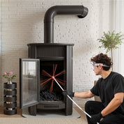 Chimney Sweep Kit, 7m Maximum Extendable Length Chimney Brush, Chimneys Cleaning Kit with Bristle Replacements & Goggles, 90° Bendable Fireplace Cleaning Tool, for Square, Rectangle Chimneys