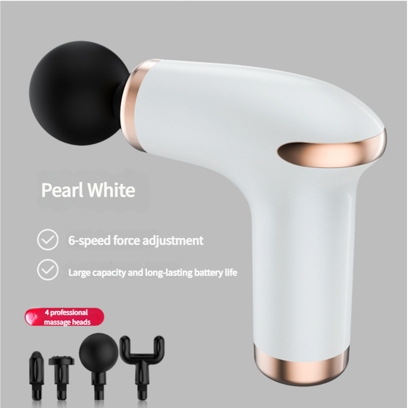 Classic White Massage Gun - 6-Speed Deep Tissue Therapeutic Massager with 4 Professional Massage Heads