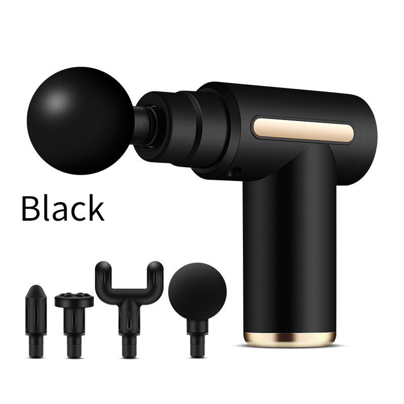 Compact Black Massage Gun - Deep Tissue Muscle Therapeutic Massager with 4 Interchangeable Heads