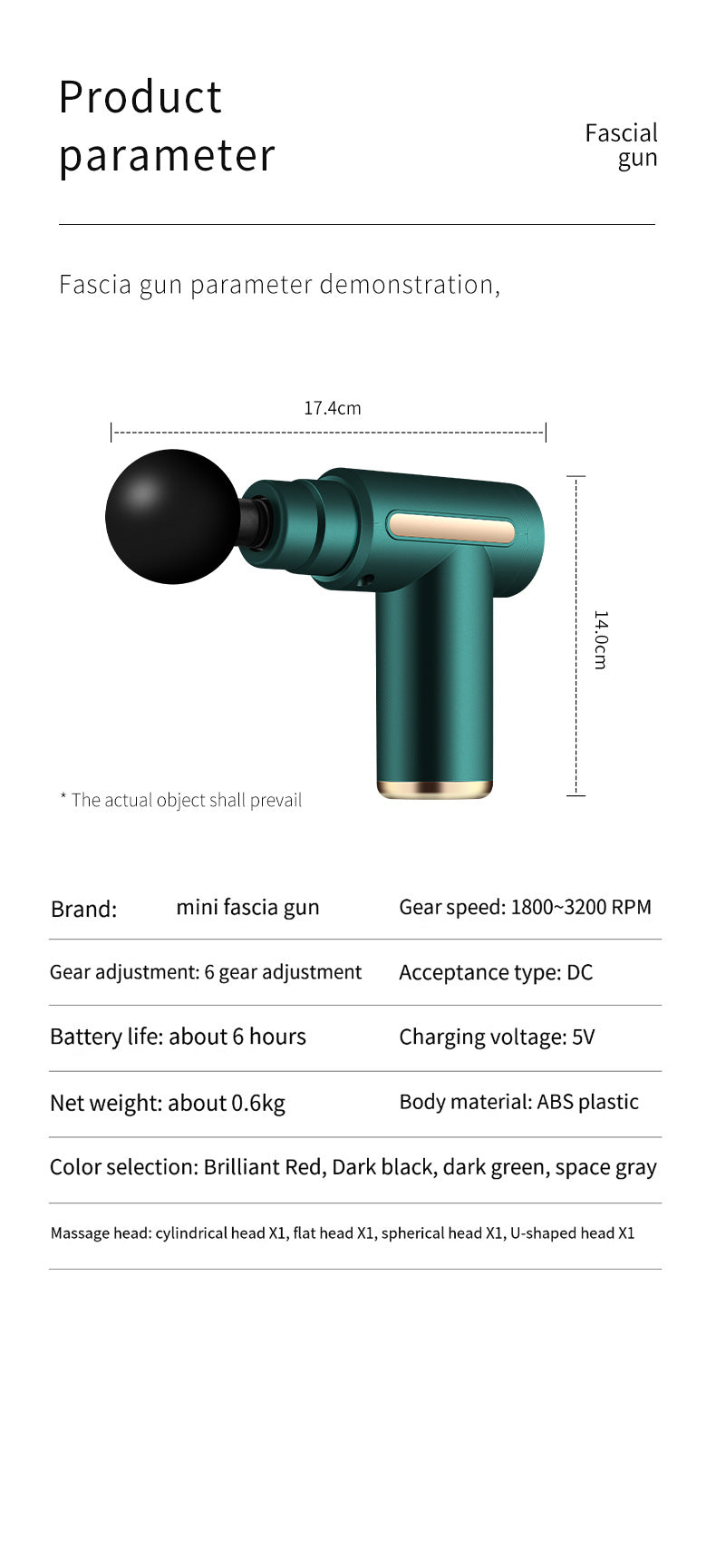 Compact Black Massage Gun - Deep Tissue Muscle Therapeutic Massager with 4 Interchangeable Heads