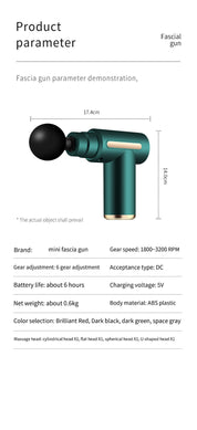 Compact Green Massage Gun - Deep Tissue Muscle Therapeutic Massager with 4 Interchangeable Heads