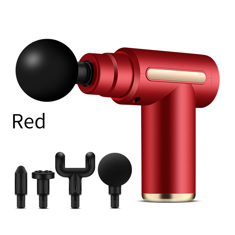 Compact Red Massage Gun - Deep Tissue Muscle Therapeutic Massager with 4 Interchangeable Heads