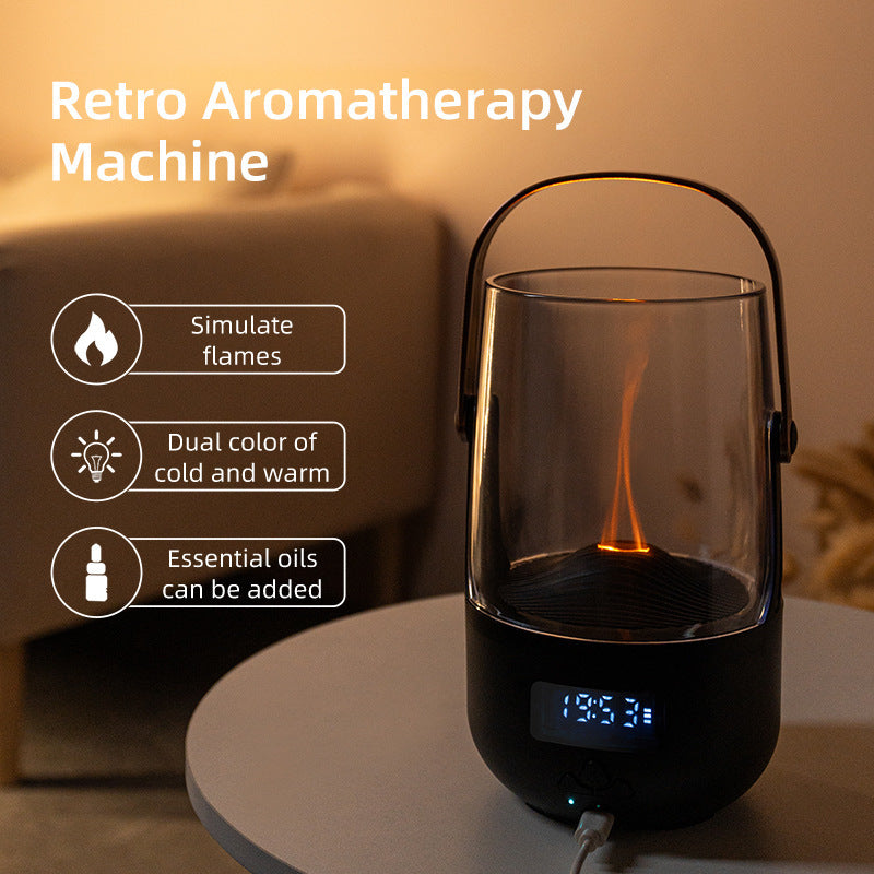 Creative Retro Flame Essential Oil Diffuser - Portable Humidifier for Office Bedroom & Camping - Appliances > Aroma