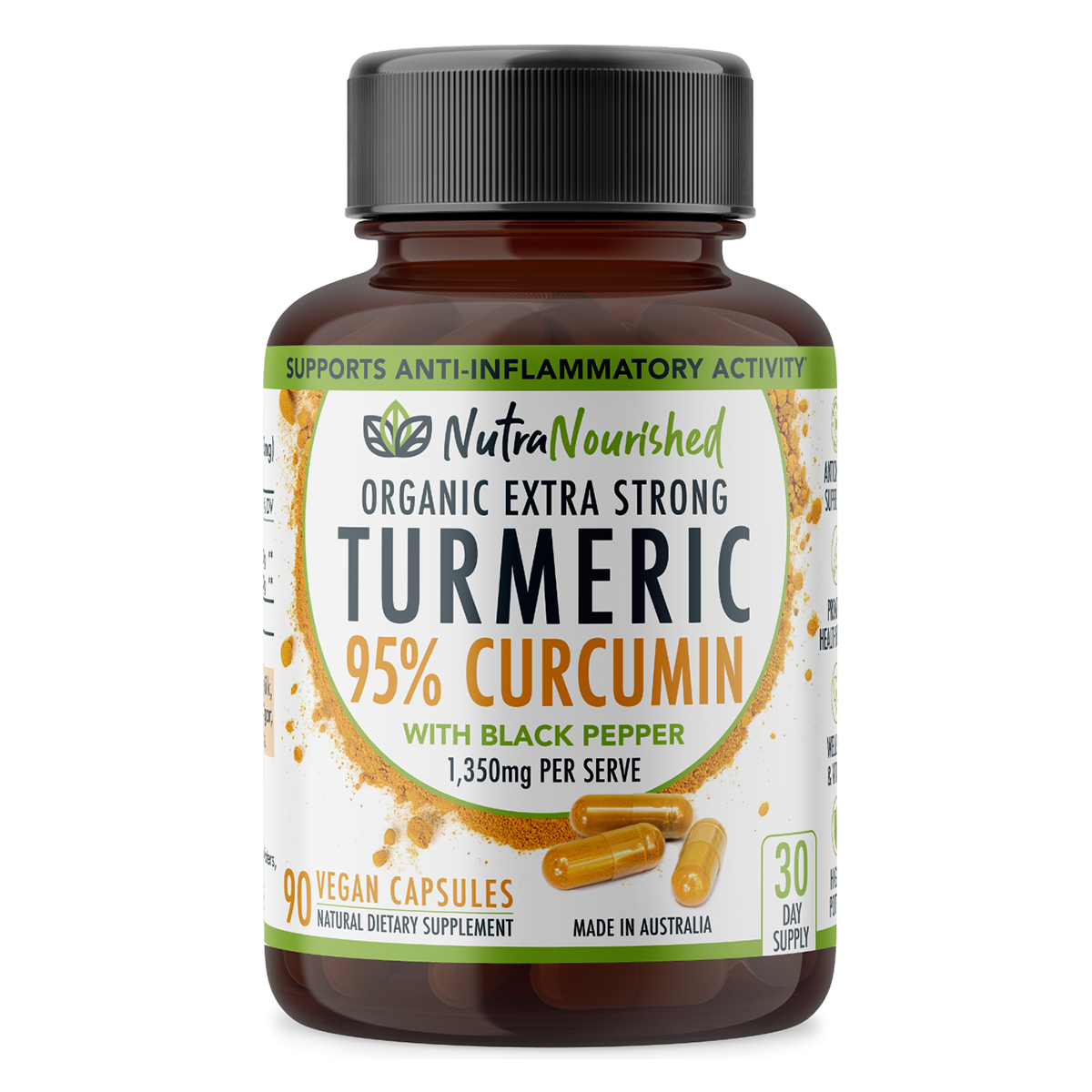 Curcumin Tablets - 95% Pure Organic Vegan - Turmeric Extract Buffered with Black Pepper (1,350mg) - Health & Beauty >