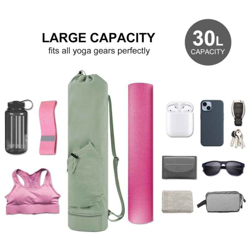 Dark Blue Durable Premium Yoga Mat Carry Bag - Multi-Functional Fitness Backpack with Wet Pocket(Mugs are filming props, not included)