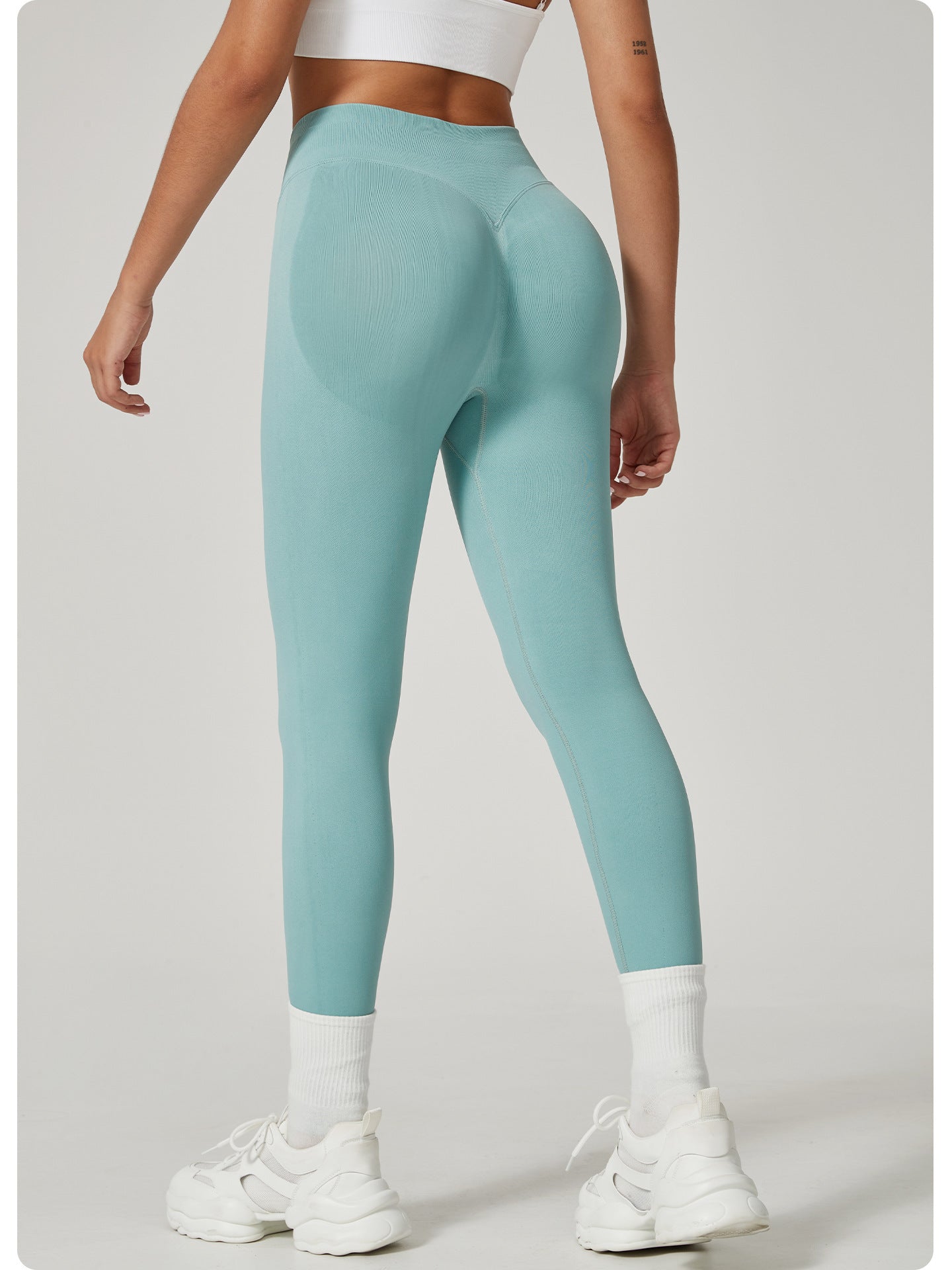 Dark Blue High-Waisted Butt Lift Yoga Pants for Women - Peach Hip Design Full-Length Leggings Workout and Fitness