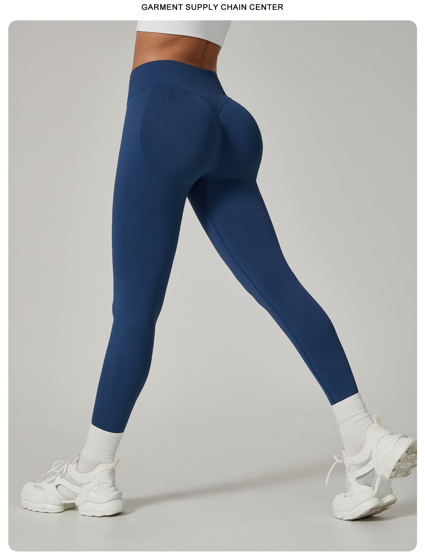 Dark Blue High-Waisted Butt Lift Yoga Pants for Women - Peach Hip Design Full-Length Leggings Workout and Fitness