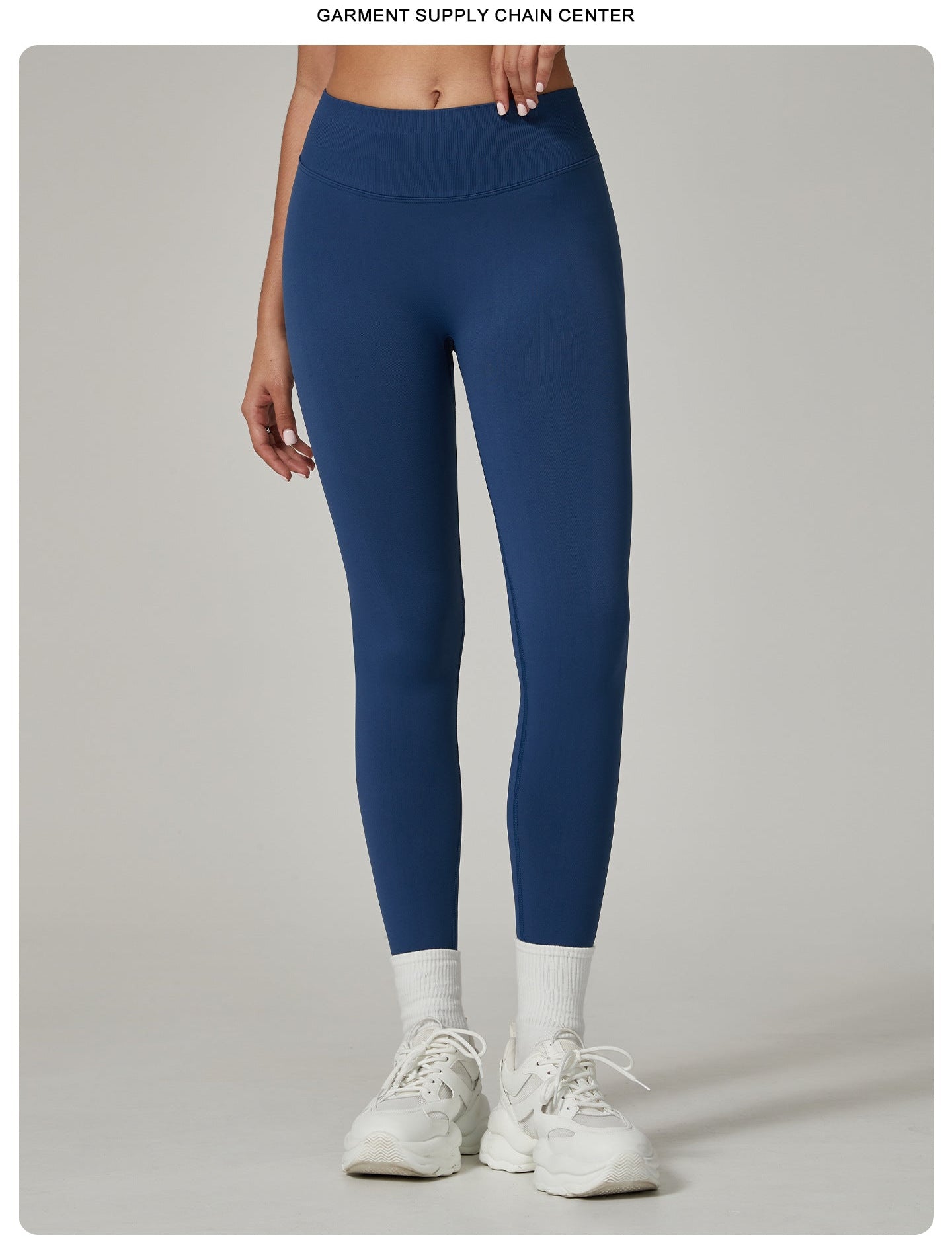 Dark Blue High-Waisted Butt Lift Yoga Pants for Women - Peach Hip Design Full-Length Leggings Workout and Fitness