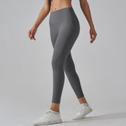 Dark Grey Size L High-Waist Seamless Yoga Pants for Women - Fitness Leggings with Pockets Quick-Dry Butt-Lifting