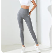 Dark Grey Size L High-Waisted Butt-Lifting Seamless Premium Yoga Leggings for Women - Knitted Fitness Pants