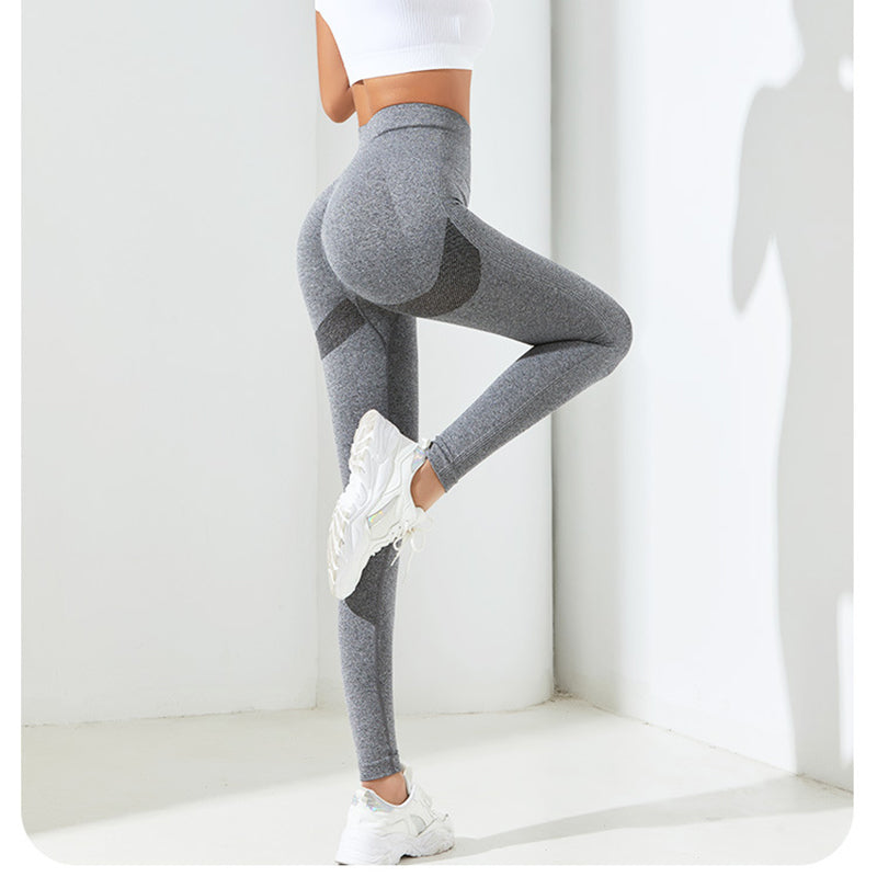 Dark Grey Size L High-Waisted Butt-Lifting Seamless Premium Yoga Leggings for Women - Knitted Fitness Pants