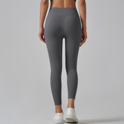 Dark Grey Size XL High-Waist Seamless Yoga Pants for Women - Fitness Leggings with Pockets Quick-Dry Butt-Lifting