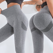 Dark Grey Size XL High-Waisted Butt-Lifting Seamless Premium Yoga Leggings for Women - Knitted Fitness Pants