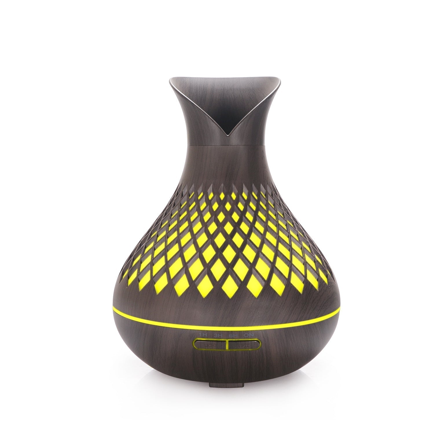 Dark Woodgrain 500ml Wood-Grain Essential Oil Aroma Diffuser with Lattice Design and Humidifier - Appliances > Aroma