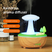 Dark Woodgrain Raindrop Mushroom Premium Aromatherapy Diffuser - 280mL Ultrasonic Humidifier with Colorful Lights