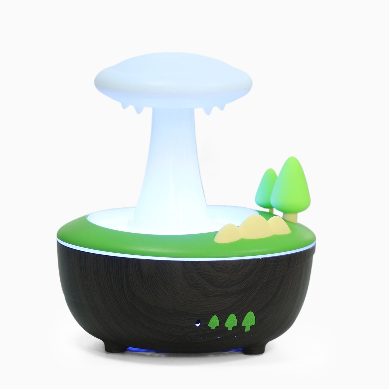 Dark Woodgrain Raindrop Mushroom Premium Aromatherapy Diffuser - 280mL Ultrasonic Humidifier with Colorful Lights