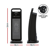 Devanti 2000W Ceramic Tower Heater Space Heaters Indoor Oscillating Black
